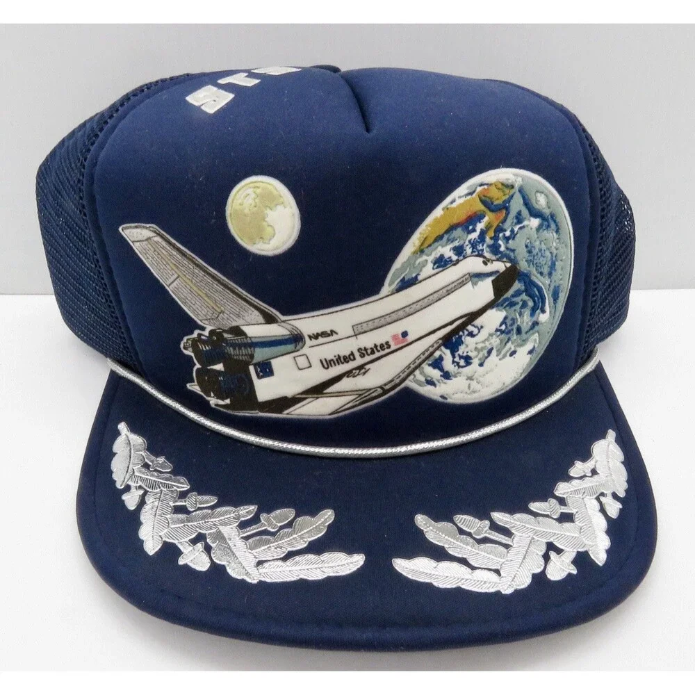 1980s Vintage NASA Space Shuttle STS Snapback Trucker Hat Cap